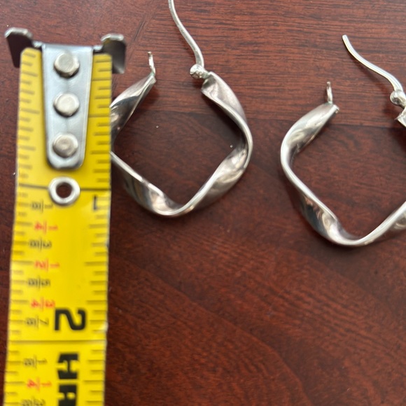 Sterling Silver 925 Twisted Hoop Earring - Picture 8 of 14